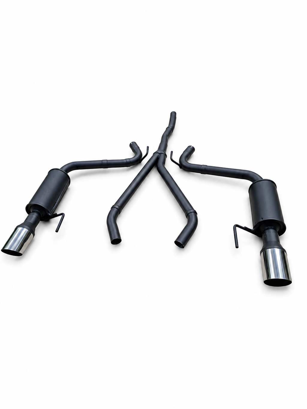 Tłumik końcowy przelotowy FORD MUSTANG VI 2.3 EcoBoost – 2×100 mm, srebrne ostre końcówki 35°