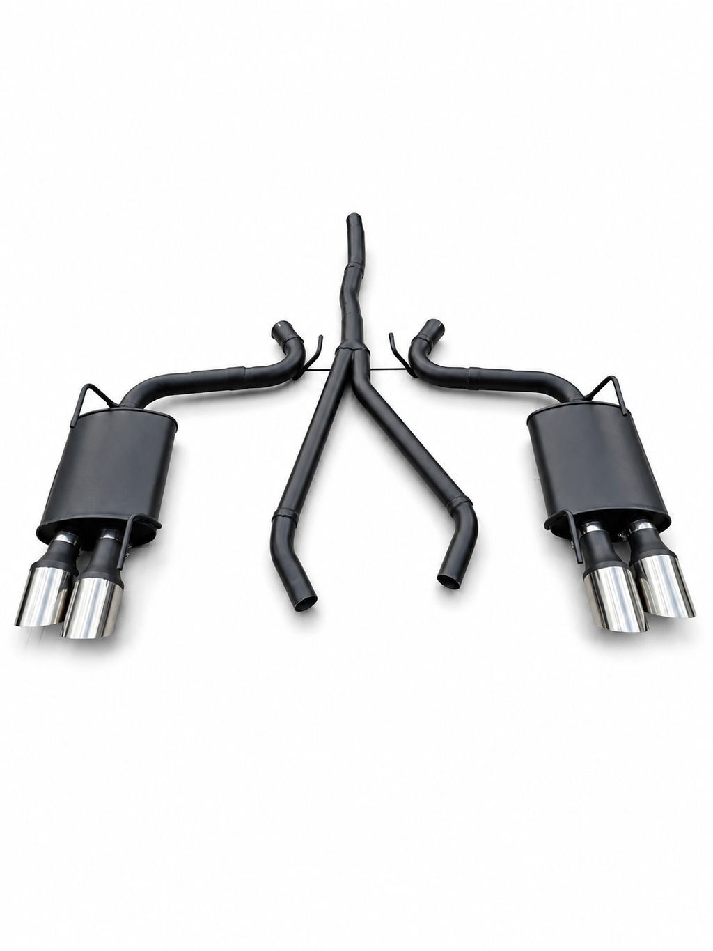 Tłumik końcowy przelotowy FORD MUSTANG VI 2.3 EcoBoost – 4×100 mm, srebrne ostre końcówki